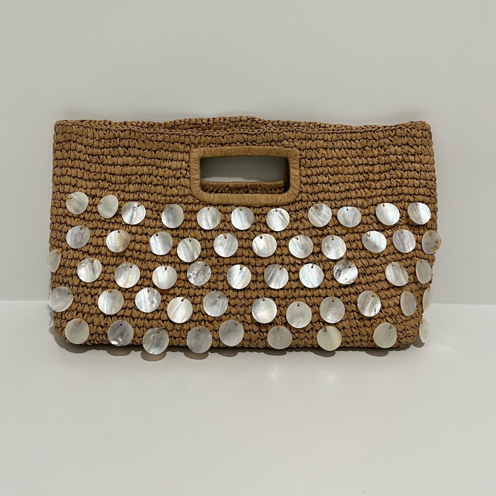 NEW J. Crew Handknotted Straw Rectangular Clutch with Paillettes CJ893 $148 - Picture 6 of 11